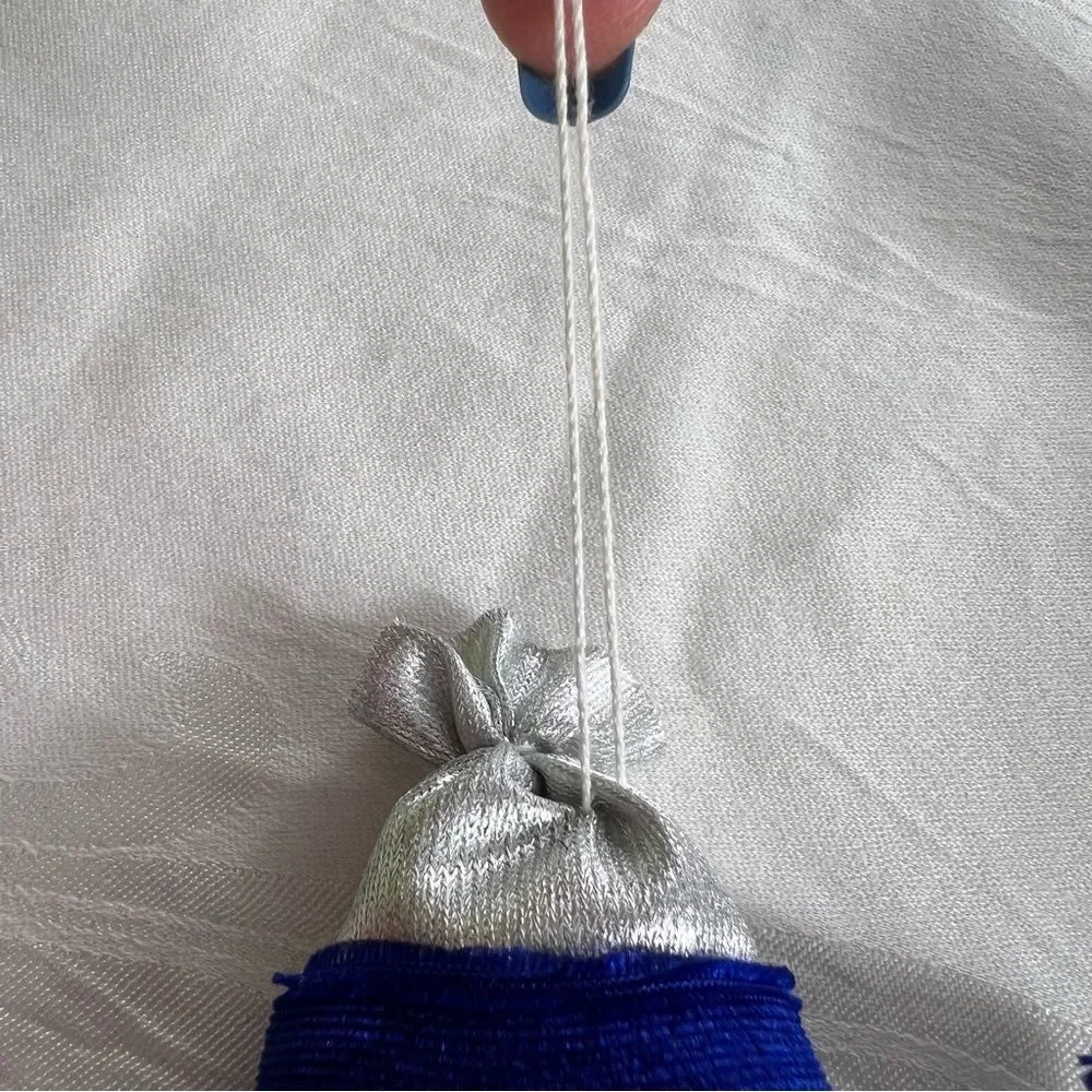 2 Hanging Stuffed Snowmen Blue White Chubby Soft Snowflake Christmas Tree Noel